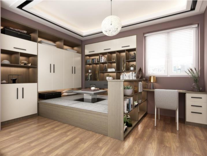 全鋁榻榻米-02（風格：現代；顏色：暖白胡桃）