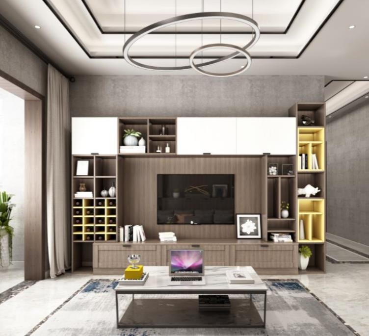 全鋁電視柜-01（風格：現代；顏色：胡桃木暖白）